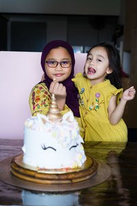 Portrait of smiling girl looking away