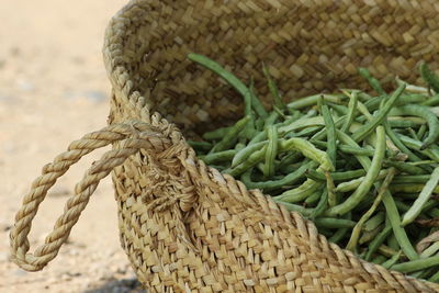 Close-up of rope in basket