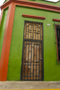 Closed door of building