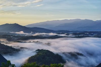 Scenic view of mountains against sky