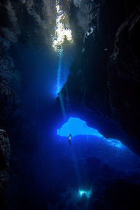 Person swimming in sea