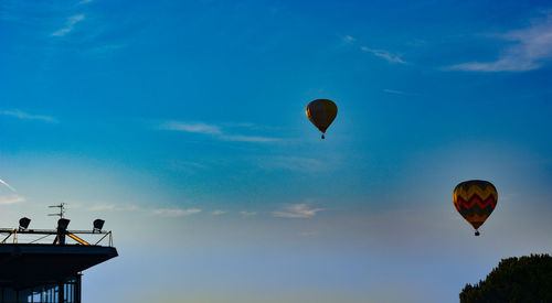 Low angle view of hot air balloon against sky