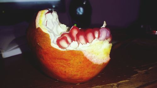 Close-up of orange on table