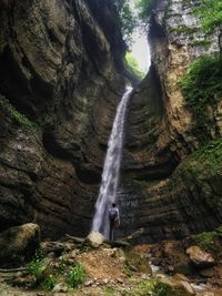 View of waterfall in forest