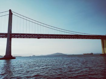 Suspension bridge over river