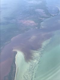 Aerial view of land and sea