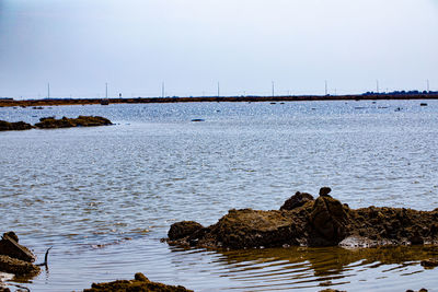 Scenic view of sea against clear sky