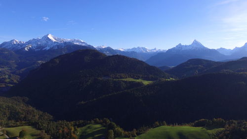 Scenic view of mountains against sky