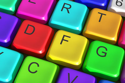 Full frame shot of multi colored computer keys