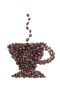 Close-up of coffee beans against white background