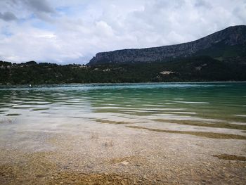 Scenic view of lake against sky