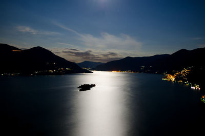 Scenic view of mountain against sky at night