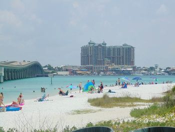 People walking on beach