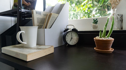 Objects on window sill at home