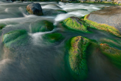 Water flowing through rocks