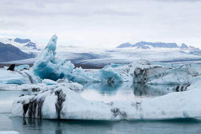 Scenic view of frozen sea against sky