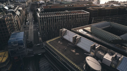 High angle view of old machine in building