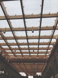 Low angle view of skylight in building