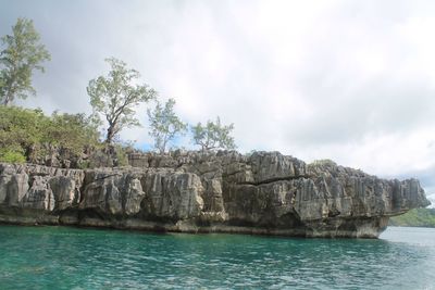 Scenic view of sea against cloudy sky