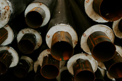 Full frame shot of old bottles