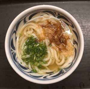 High angle view of soup in bowl