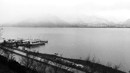 High angle view of lake against sky