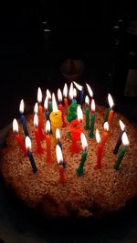 Close-up of candles on table