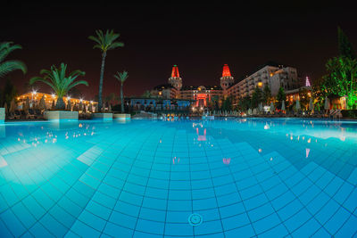 View of illuminated city at night