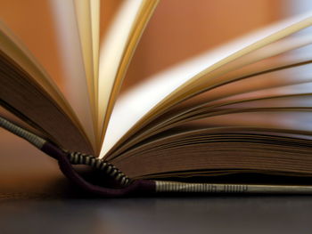 Close-up of open book on table