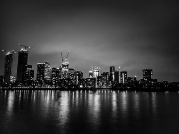 City nightscape in black and white