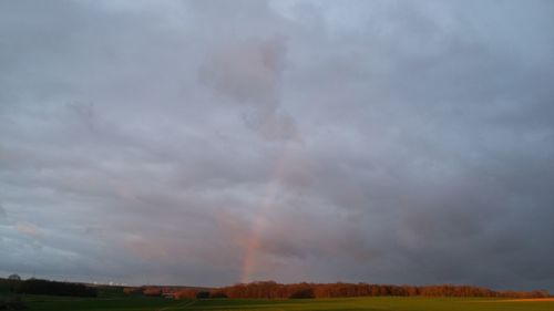 Scenic view of landscape against cloudy sky