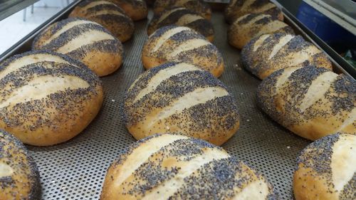 High angle view of bread