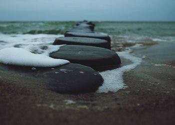 Surface level of rocks on beach