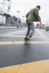 Young man skateboarding