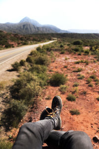 Low section of man on land