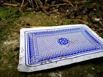 High angle view of blue field
