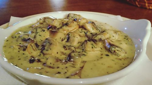 Close-up of served food in plate