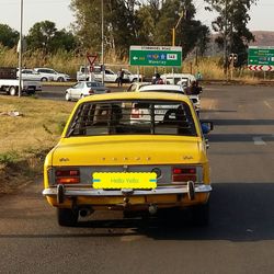 Vintage car on road in city