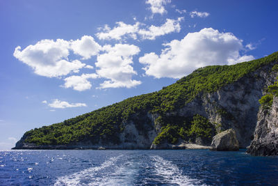 Scenic view of sea against cloudy sky