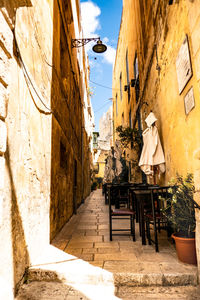 Narrow alley amidst buildings in city