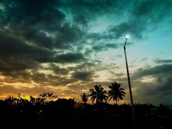 Low angle view of silhouette trees against sky at sunset