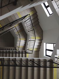 Low angle view of spiral staircase in building