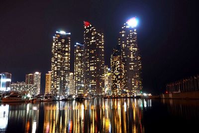 Illuminated city at night