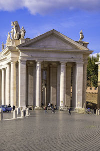 Details of the columns of saint peter square - vatican city - beautiful summer day 