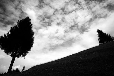 Low angle view of silhouette trees on field against sky