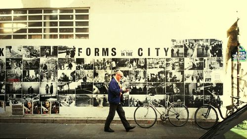 Woman standing in city