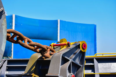 Close-up of rope against blue sky