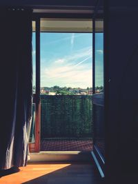 View of building through window