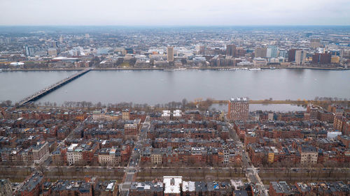High angle view of townscape against sky