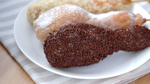 Close-up of food in plate on table